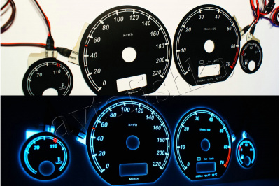 Volkswagen Caddy светодиодные шкалы (циферблаты) на панель приборов - дизайн 2